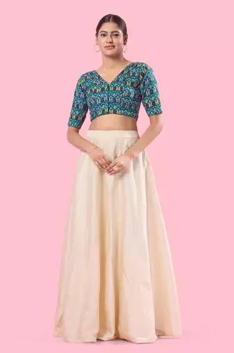 Padded Cotton V Neck Blouse