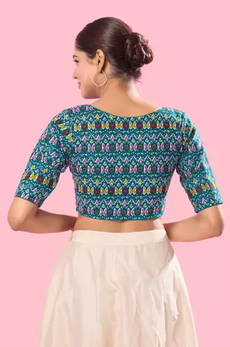 Padded Cotton V Neck Blouse