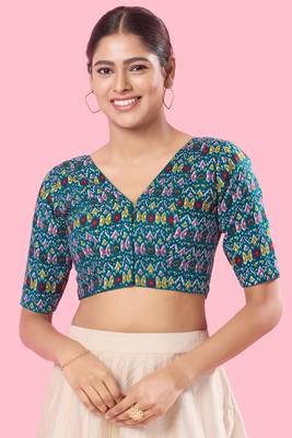 Padded Cotton V Neck Blouse 1