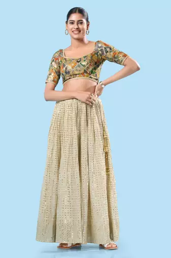 Padded Brocade V Neck Blouse