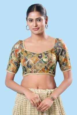 Padded Brocade V Neck Blouse 1
