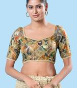 Padded Brocade V Neck Blouse