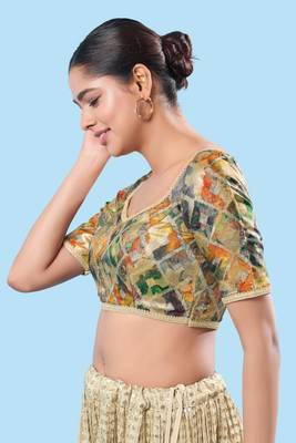 Padded Brocade V Neck Blouse 4