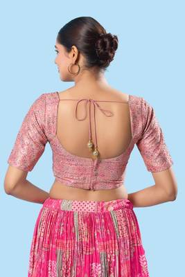 Padded Brocade Round Neck Blouse 3