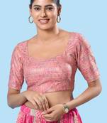 Padded Brocade Round Neck Blouse