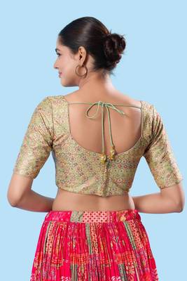 Padded Brocade Round Neck Blouse 3