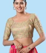 Padded Brocade Round Neck Blouse