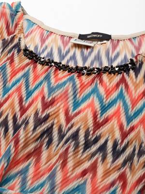 women's calf length scoop neck multi chevron a-line kurta 3