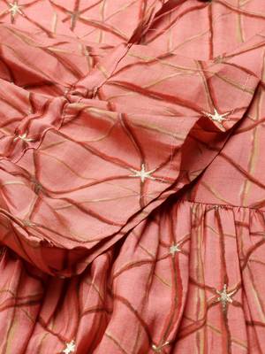 women's calf length v-neck coral geometric anarkali kurta 4