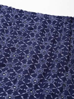Showoff women's ankle length halter neck navy blue ethnic motifs anarkali kurta 3