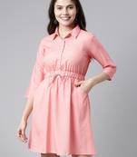 pink crepe polka dot mini dress