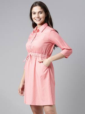 pink crepe polka dot mini dress 3
