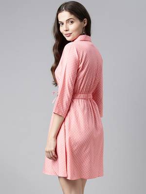 pink crepe polka dot mini dress 4