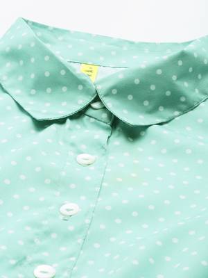 green  white fit and flare dress with waist tie-ups 2