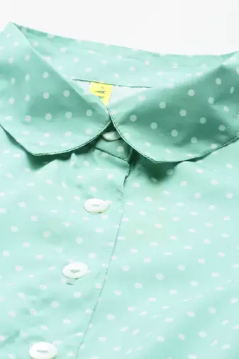 green  white fit and flare dress with waist tie-ups