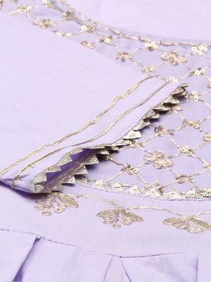 women's ankle length round neck lavender solid anarkali kurta comes with duppatta 3