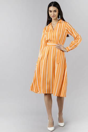 stripted printed shirt dress