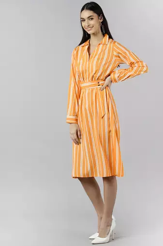 stripted printed shirt dress