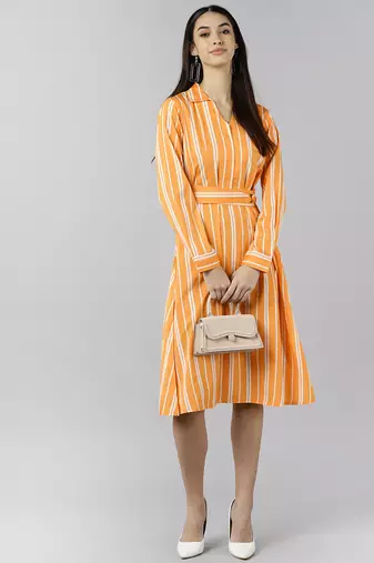 stripted printed shirt dress