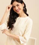 women's calf length round neck yellow solid straight kurta