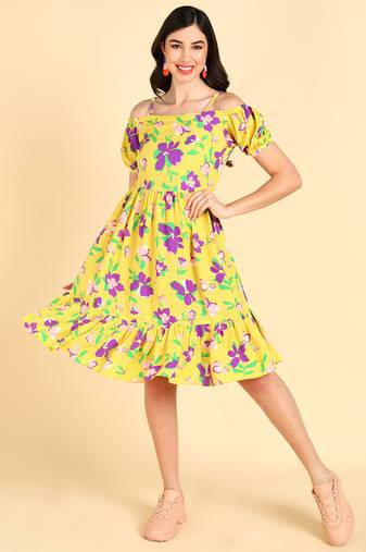 poly georgette floral printed dress