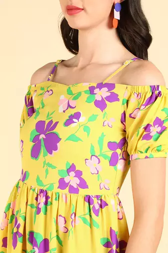 poly georgette floral printed dress