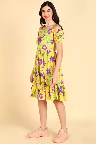 poly georgette floral printed dress