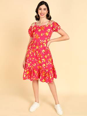 poly georgette floral printed dress 1