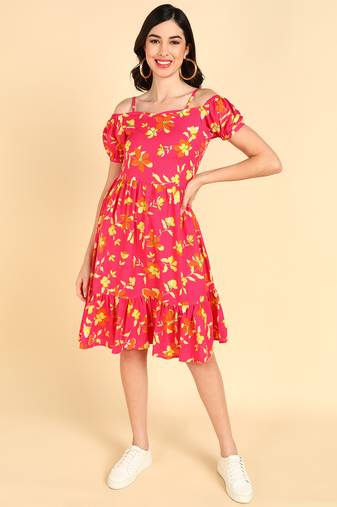 poly georgette floral printed dress