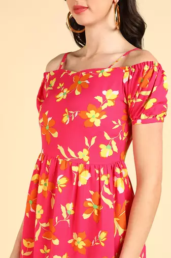 poly georgette floral printed dress