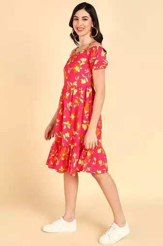 poly georgette floral printed dress