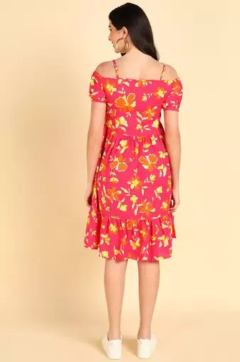 poly georgette floral printed dress