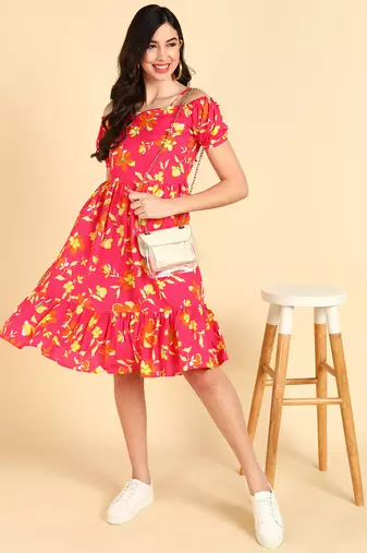poly georgette floral printed dress