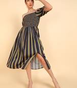 polyester printed bardot dress