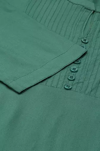 women's calf length v-neck green solid straight kurta