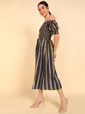 polyester printed bardot dress 3