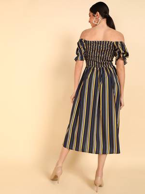 polyester printed bardot dress 4