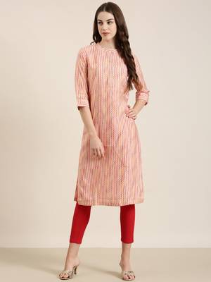women's knee length mandarin collar multi geometric straight kurta 2