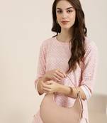 women's knee length round neck peach embellished straight kurta