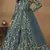 Dark grey embroidered butterfly net anarkali suit