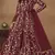 Wine embroidered butterfly net semi stitched anarkali suit