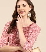 women's ankle length scoop neck mauve ethnic motifs anarkali kurta