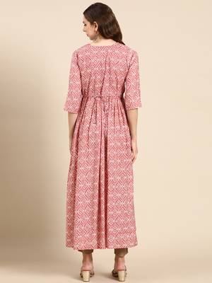 women's ankle length scoop neck mauve ethnic motifs anarkali kurta 5