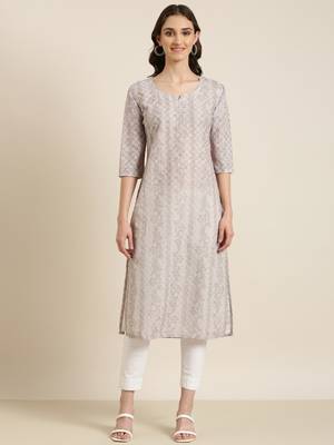 women's calf length round neck sea green embellished straight kurta 2