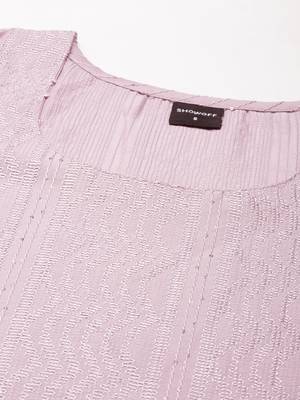 women's calf length round neck lavender embellished straight kurta 3