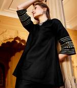 Black Embroidered Sleeve Shirt Kurti With Palazzos