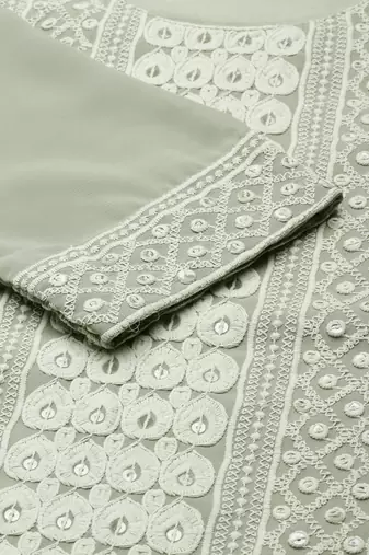 women's calf length round neck olive embellished straight kurta