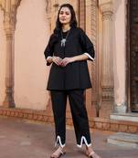 Black Lace Detail Short Kurti With Palazzos