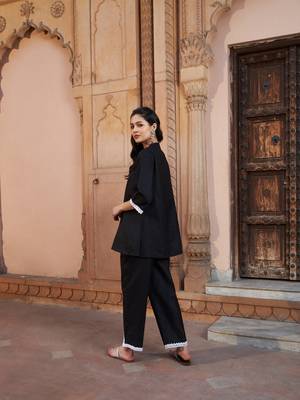 Black Lace Detail Short Kurti With Palazzos 3
