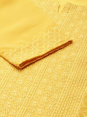 women's calf length round neck mustard embellished straight kurta 4